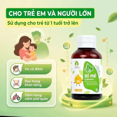 Siro hỗ trợ giảm ho, giảm đờm, giảm đau họng Bổ Phế Lábebé (120ml)