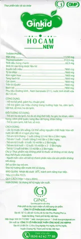 Siro hỗ trợ bổ phế, giảm ho, nhuận phế Ginkid Ho Cam NEW (80ml)