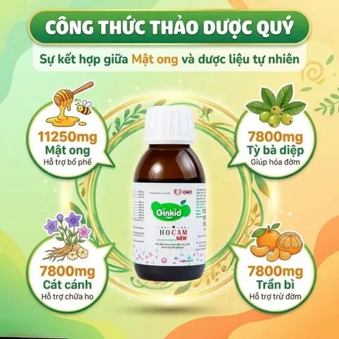 Siro hỗ trợ bổ phế, giảm ho, nhuận phế Ginkid Ho Cam NEW (80ml)