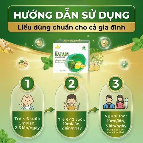 Siro hỗ trợ hạn chế đau đầu sốt ho Datadu Kingphar (4 vỉ x 5 ống x 10ml)