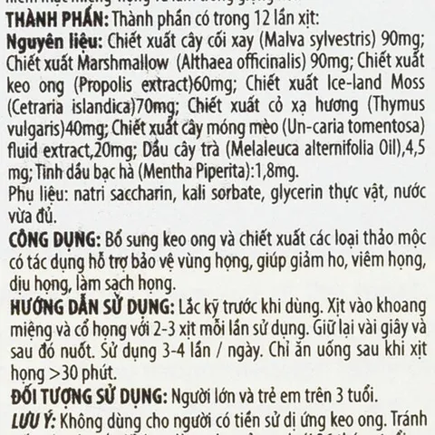 Chai xịt họng hỗ trợ bảo vệ vùng họng, giảm ho, viêm họng, làm sạch họng Sedagol (30ml)