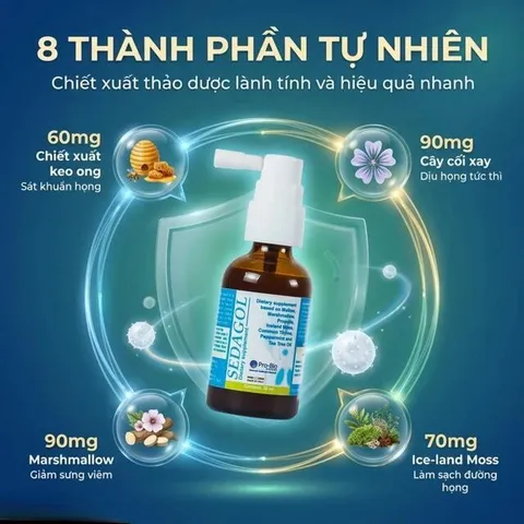 Chai xịt họng hỗ trợ bảo vệ vùng họng, giảm ho, viêm họng, làm sạch họng Sedagol (30ml)