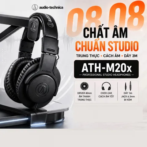 Tai nghe Audio Technica ATH-M20X Tai nghe chuyên dụng kiểm âm cho DJ, âm thanh sâu, bass