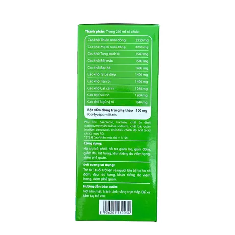 Bối mẫu bổ phổi giúp giảm ho, khan tiếng, viêm phế quản (Chai 250ml)