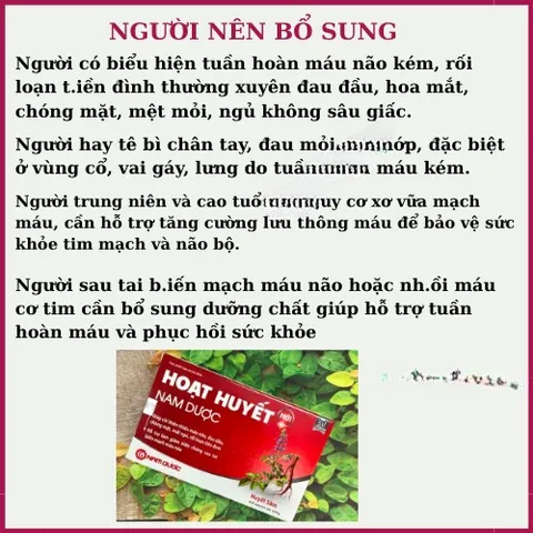 Viên uống Hoạt huyết Nam Dược, bổ não, tăng cường tuần hoàn não, an thần (HỘP 5 VỈ)
