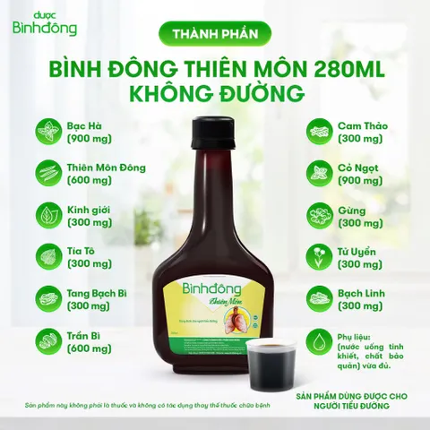 TPBVSK Bình Đông Thiên Môn (Chai 280ml) Hỗ trợ giúp giảm nhanh các triệuu chứngg ho khan, ho gió, ho có đờm lâu ngày.