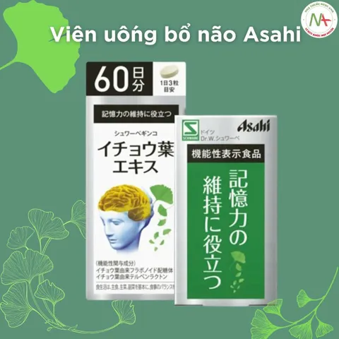 Viên Uống Bổ Não Asahi 180 Viên Nhật Bản – Chiết Xuất Lá Bạch Quả, Hỗ Trợ Trí Nhớ & Tuần Hoàn Não