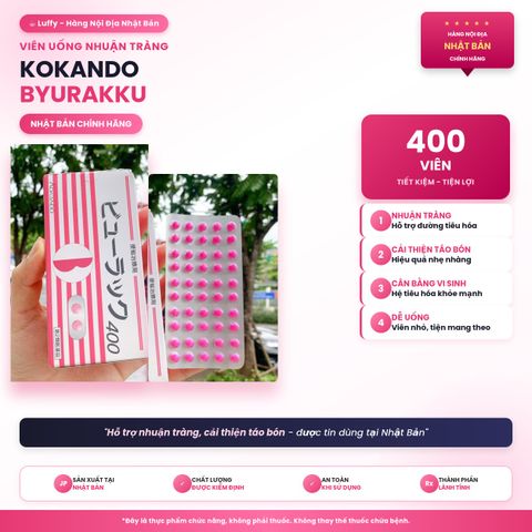 Viên Uống Nhuận Tràng Kokando Byurakku 400 Viên Nhật Bản - Hỗ Trợ Táo Bón, Thông Ruột, Dễ Đi Ngoài