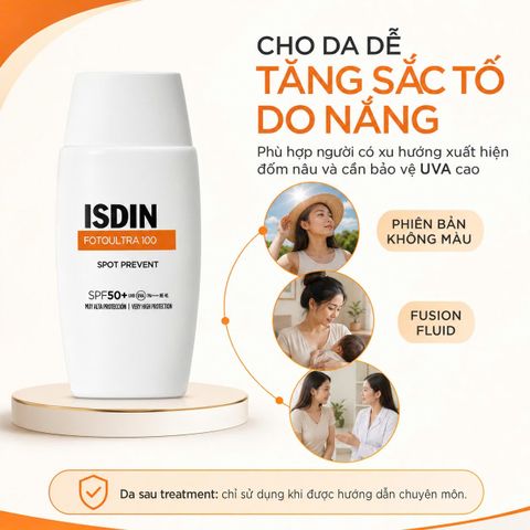 Kem Chống Nắng ISDIN FotoUltra SPOT PREVENT 100 SPF50+ 50ML- Ngăn Ngừa Nám Tàn Nhang, Giúp Da Sáng Mịn, Dưỡng Ẩm Từ Axit Hyaluronic 50ml