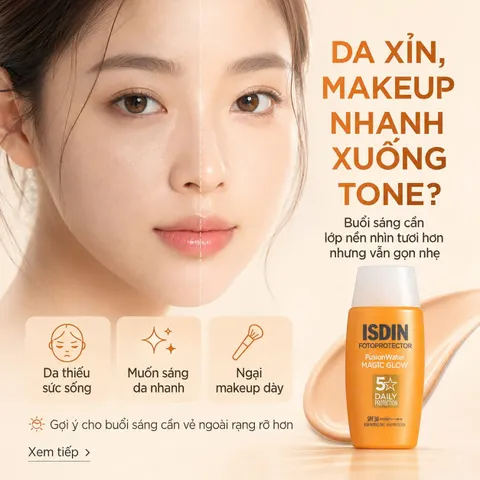 Kem Chống Nắng ISDIN Fusion Water Magic Glow SPF 50 - Dưỡng Da Rạng Rỡ, Ngăn Ngừa Lão Hóa & Ánh Sáng Xanh, 50ml