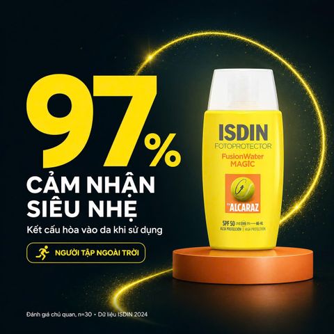 Kem Chống Nắng Thể Thao ISDIN Fotoprotector FusionWater Magic by Alcaraz SPF 50 - Bảo Vệ Da Chống Mồ Hôi Khi Vận Động Ngoài Trời 50ml