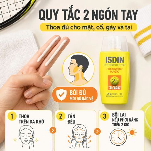 Kem Chống Nắng Thể Thao ISDIN Fotoprotector FusionWater Magic by Alcaraz SPF 50 - Bảo Vệ Da Chống Mồ Hôi Khi Vận Động Ngoài Trời 50ml