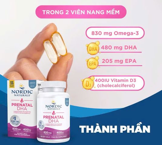 (Mỹ) Nordic Naturals Prenatal DHA 90 Viên Chính Hãng Bổ Sung DHA Omega 3 Cho Bà Bầu, Phụ Nữ Mang Thai