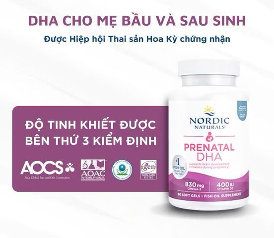 (Mỹ) Nordic Naturals Prenatal DHA 90 Viên Chính Hãng Bổ Sung DHA Omega 3 Cho Bà Bầu, Phụ Nữ Mang Thai