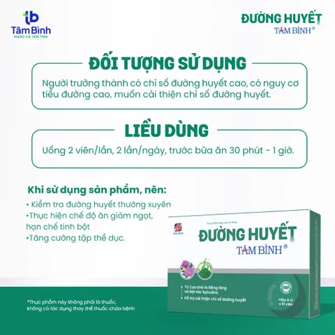 ĐƯỜNG HUYẾT TÂM BÌNH – HỖ TRỢ ỔN ĐỊNH ĐƯỜNG HUYẾT, BẢO VỆ SỨC KHOẺ