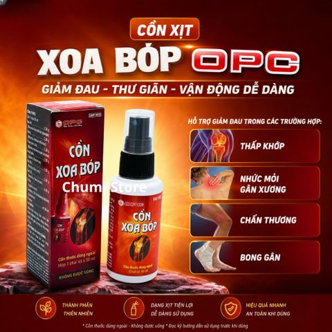 Xịt Xoa Bóp OPC Hỗ Trợ Giảm Đau Ngoài Da Đau Lưng, Bong Gân, Chấn Thương Chai 50ml