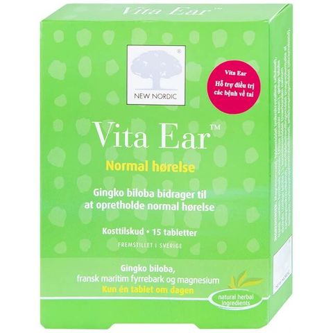 Viên uống hỗ trợ các bệnhh về tai, giảm ù tai, tăng cường thính giác Vita Ear New Nordic (15 viên)