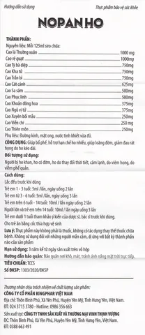 Siro giúp bổ phế, hạn chế ho nhiều, loãng đờm, giảm đau rát họng do ho Nopanho Kingphar (125ml)