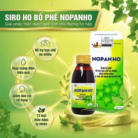 Siro giúp bổ phế, hạn chế ho nhiều, loãng đờm, giảm đau rát họng do ho Nopanho Kingphar (125ml)