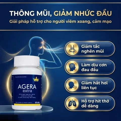 Viên uống hỗ trợ giảm ngạt mũi, hắt hơi và sổ mũi, nhức đầu do viêm mũi dị ứng Agera Extra Kingphar (60 viên)