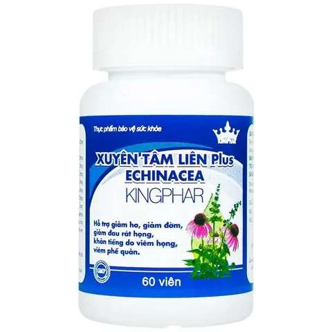 Viên uống hỗ trợ giảm ho, giảm đờm, giảm đau rát họng Xuyênn Tâmm Liên Plus Echinacea Kingphar (60 viên)