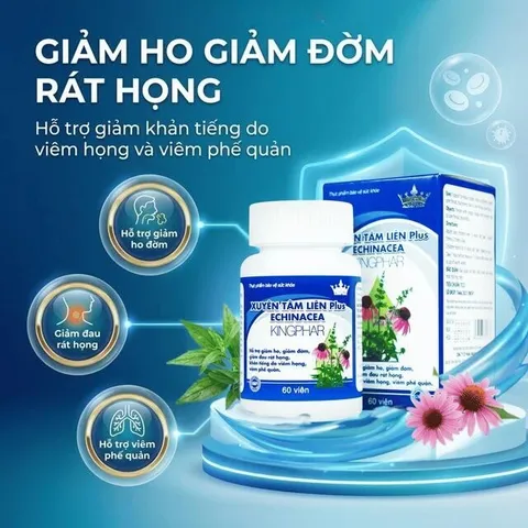 Viên uống hỗ trợ giảm ho, giảm đờm, giảm đau rát họng Xuyênn Tâmm Liên Plus Echinacea Kingphar (60 viên)