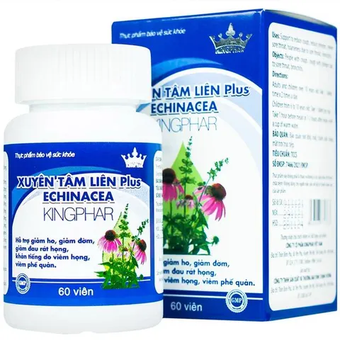 Viên uống hỗ trợ giảm ho, giảm đờm, giảm đau rát họng Xuyênn Tâmm Liên Plus Echinacea Kingphar (60 viên)