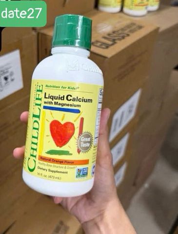 ChildLife Liquid Calcium with Magnesium dạng nước vị Cam cho trẻ 6 tháng - 12 tuổi |473 mL| Xây dựng hệ xương vững chắc & Phòng ngừa còi xương hiệu quả [S/P Chuẩn Mỹ]