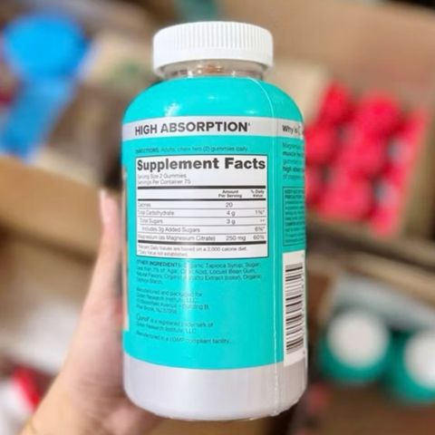 Kẹo gum Qunol Gummies Extra Strength Magnesium Citrate 250 mg |150 viên| Thư giãn cơ - Giảm đau mỏi cơ & Hỗ trợ sức khỏe xương
