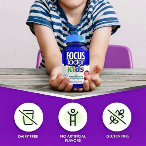 Viên nhai Focus Factor Kids |150 viên| Tăng cường trí nhớ - Phát triển não bộ & Bổ sung dưỡng chất toàn diện cho trẻ từ 4 tuổi trở lên [S/P Chuẩn Mỹ]