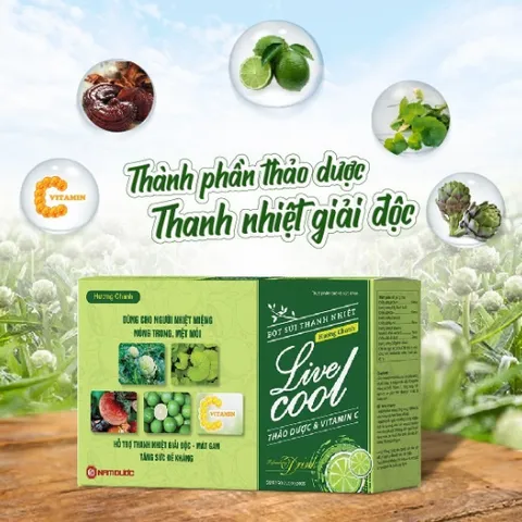 Bột sủi thanh nhiệt Livecool Nam Dược hương chanh, dưa gang hộp 10 gói x 7gram
