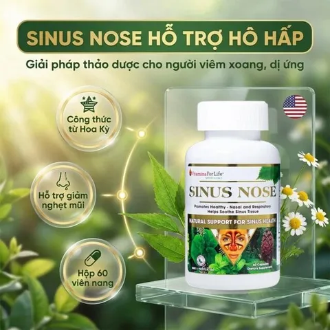 Viên uống hỗ trợ cải thiện viêm xoang, viêm mũi dị ứng, tăng cường sức khỏe đường hô hấp Sinus Nose Vitamins For Life (60 viên)