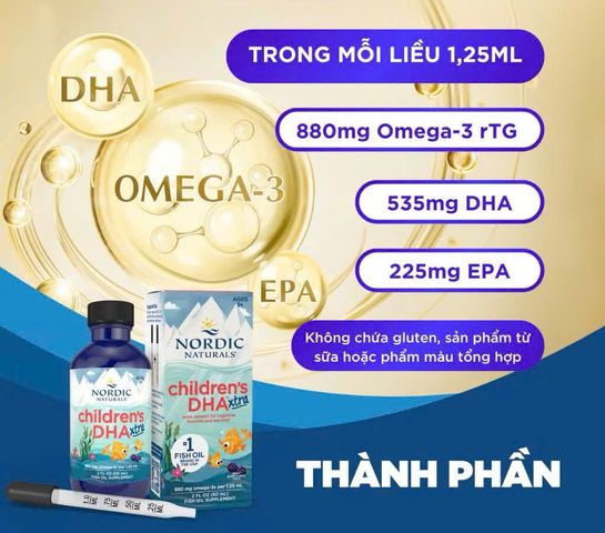 (Mỹ) Nordic Naturals Children's DHA Xtra 60ml Chính Hãng DHA Hàm Lượng Cao Cho Trẻ Hỗ Trợ Phát Triển Não Bộ, Ngôn Ngữ, Thị Lực