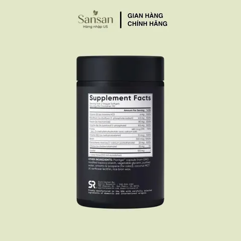 Viên Uống Vitamin B Sports Research Advanced B Complex 180 Viên Bioactive B-Complex Hỗ Trợ Chuyển Hóa Năng Lượng