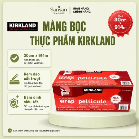 Màng Bọc Thực Phẩm Kirkland Signature 30cm x 914m (12 Inch x 3000 Feet) Kèm Dao Cắt Trượt - Màng Bọc PVC Cao Cấp