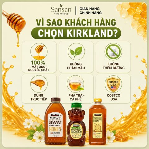 Mật Ong Kirkland Signature Costco | Raw Unfiltered Florida | Wildflower Honey | Organic Raw Honey Bear