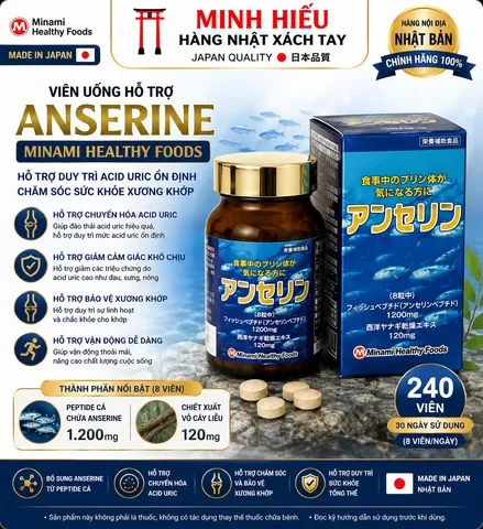 Viên Uống Giảm GÚT Anserine Minami 240 Viên – Hỗ Trợ Duy Trì Acid Uric Ổn Định, Chăm Sóc Sức Khỏe Xương Khớp
