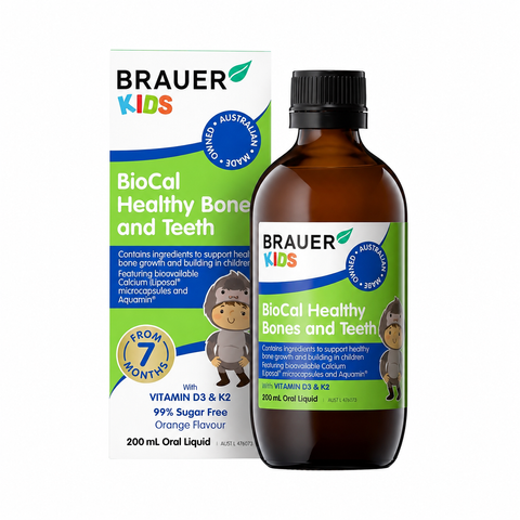 BRAUER KIDS BIOCAL HEALTHY BONES AND TEETH  Bổ Sung Canxi, vitamin D3 Và  Vitamin K2 Hỗ Trợ Cải Thiện Sự Chắc Khoẻ Xương, Răng