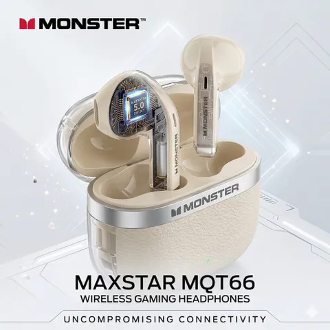Tai Nghe Bluetooth TWS Monster Maxstar MQT66, Bluetooth 6.0, Pin Lâu, Game Mode, Lọc Ồn Thông Minh