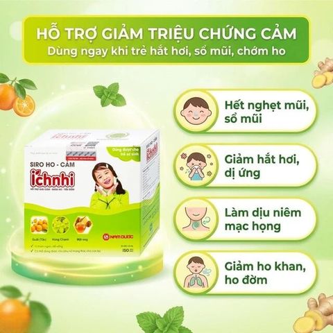Siro hỗ trợ giảm ho tiêu đờm Ích Nhi Nam Dược (30 gói x 5ml)