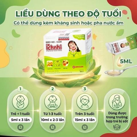 Siro hỗ trợ giảm ho tiêu đờm Ích Nhi Nam Dược (30 gói x 5ml)