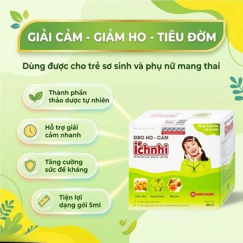 Siro hỗ trợ giảm ho tiêu đờm Ích Nhi Nam Dược (30 gói x 5ml)