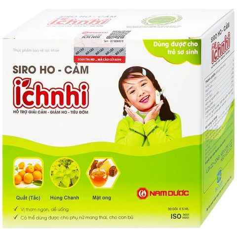Siro hỗ trợ giảm ho tiêu đờm Ích Nhi Nam Dược (30 gói x 5ml)