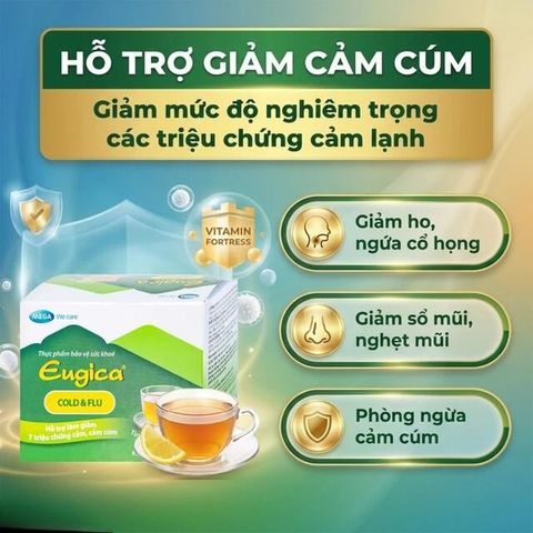 Cốm hỗ trợ làm giảm các triệuu chứngg cảm Eugica Cold & Flu Mega (10 gói)