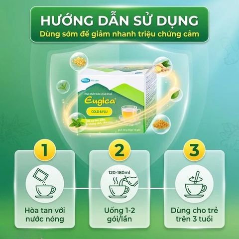 Cốm hỗ trợ làm giảm các triệuu chứngg cảm Eugica Cold & Flu Mega (10 gói)