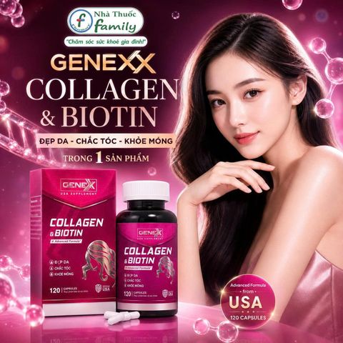 GENEXX COLLAGEN & BIOTIN 120 VIÊN | Hỗ Trợ Đẹp Da, Chắc Tóc, Khỏe Móng