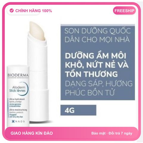 (Hàng Chất) Son Dưỡng Môi Bioderma Atoderm Levres Stick Hydratant Chính Hãng Chăm Sóc Môi Khô, Cung Cấp Độ Ẩm Tự Nhiên, Dành Cho Mùa Đông Nội Địa