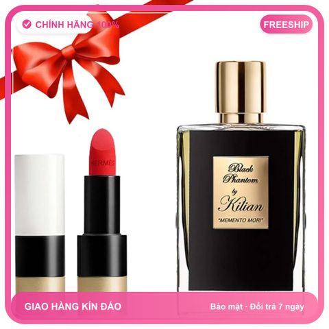 (Bản Mới) Combo Nước Hoa Kilian Black Phantom Memento Mori EDP 50ml + Son Hermès Rouge Mat 64 Casaque Chính Hãng Bộ Đôi Làm Đẹp Hấp Dẫn Mẫu Mới