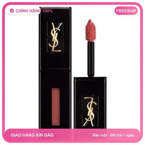 (Hàng Chuẩn) Son Kem YSL 440 Rose Player Yves Saint Laurent Rouge Pur Couture Vinyl Cream Lip Stain Đỏ Hồng Chính Hãng, Độ Bền Màu Cao, Dưỡng Ẩm Tốt Cao Cấp
