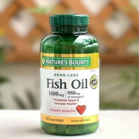 Viên uống dầu cá khử mùi Nature's Bounty Fish Oil 1400 mg |130 viên| Tăng tuần hoàn máu & Hỗ trợ sức khỏe Tim mạch/Não bộ/Thị lực [S/P Chuẩn Mỹ]